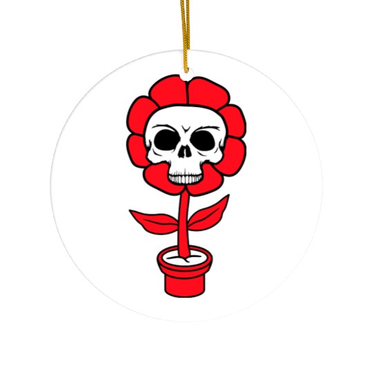 Evil Skull Flower Horror Halloween Skeleton Head Ceramic Ornaments