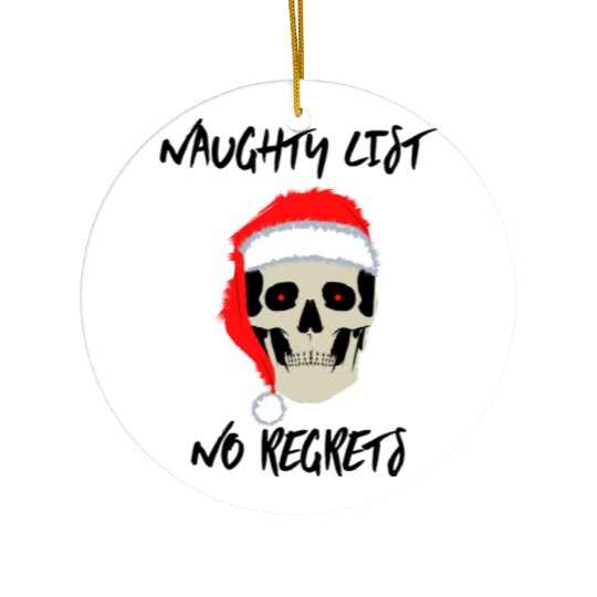Naughty List No Regrets Santa Skull Ceramic Ornaments