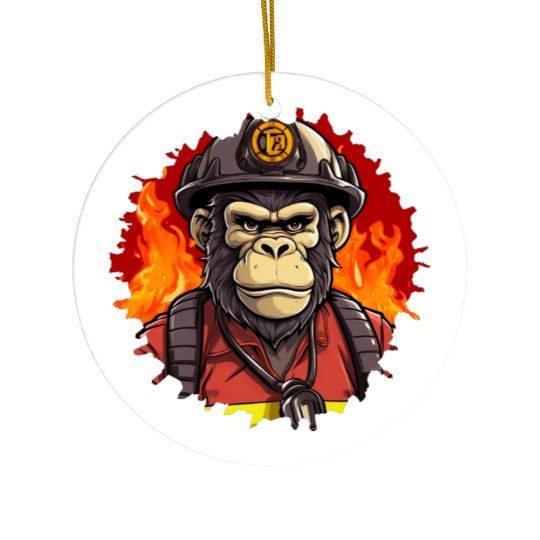 Firefighter monkeys Ceramic Ornaments