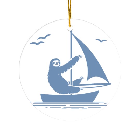 Sloth Sailboat Sailing Minimalist Silhouette Ceramic Ornaments