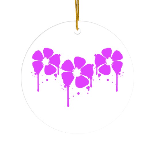 Flowers Pink Graffiti Drop Spray Spring Summer Fun Ceramic Ornaments