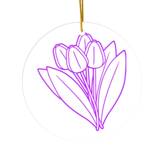 Pink Purple Tulips Bouquet Spring Summer Flowers Ceramic Ornaments