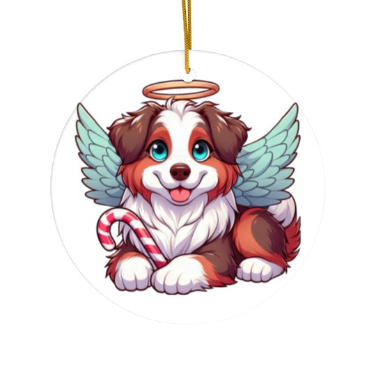 Cute Christmas Dog Australian Shepherd Ceramic Ornaments