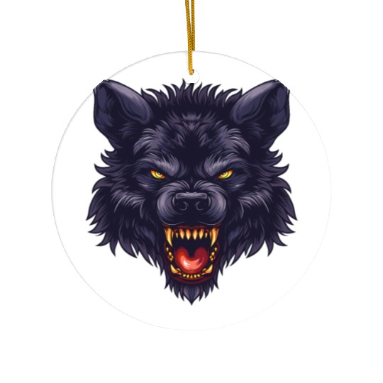 dark wolf face Ceramic Ornaments