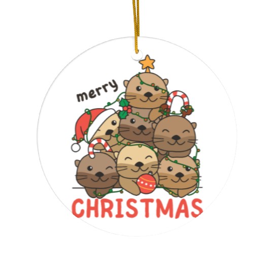 Otter Christmas Tree Merry Christmas Ceramic Ornaments