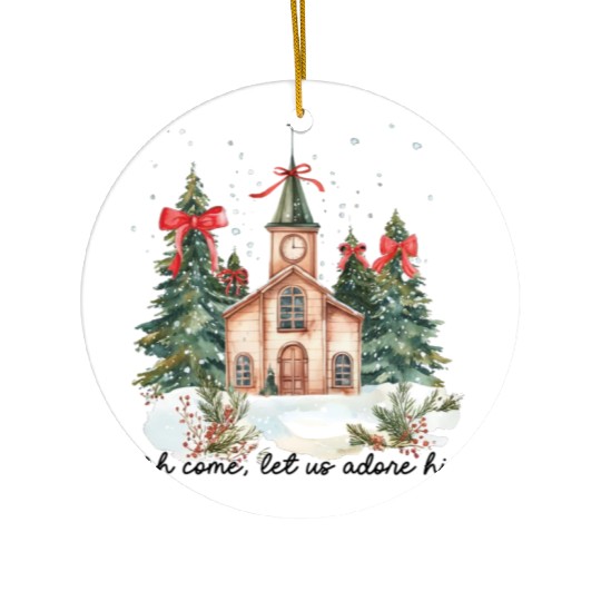 Oh Come Let Us Adore Him Funny Chrismas Jesus Ceramic Ornaments