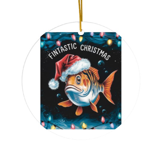 Fintastic Christmas Fish xmas holiday christmass Ceramic Ornaments