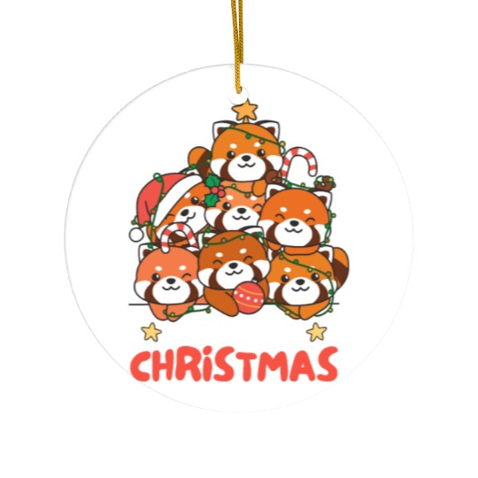 Red Panda Christmas Tree Merry Christmas Ceramic Ornaments