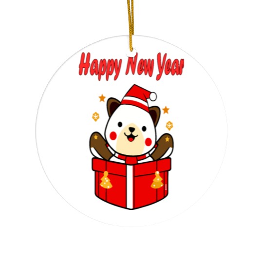 Festive Teddy Bear New Year Design Ceramic Ornaments