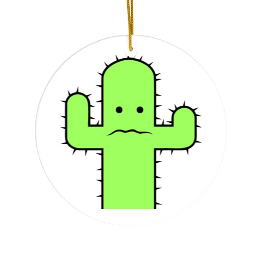 Cactus Face Fear Sad Spines Desert Funny Cacti Fun Ceramic Ornaments