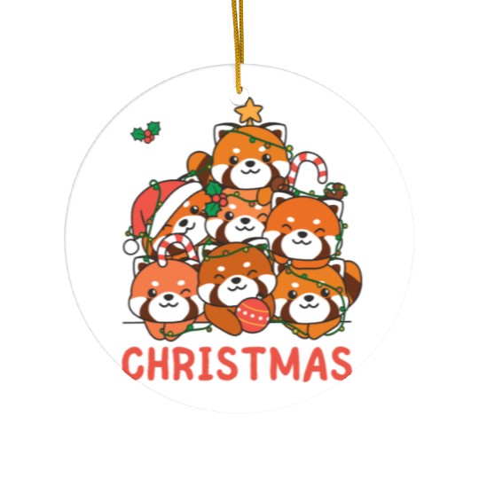 Red Panda Christmas Tree Merry Christmas Ceramic Ornaments