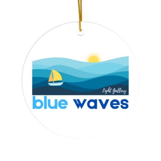 Blue waves Ceramic Ornaments
