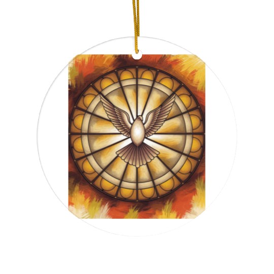 Stained Glass Dove in Flight - Peace & Spiritualit Ceramic Ornaments