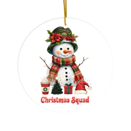 Snowman Christmas Family Gathering Ceramic Ornaments
