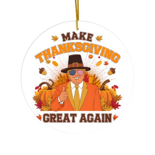 Make Thanksgiving Great Again Autumn Fall Leaves Ceramic Ornaments