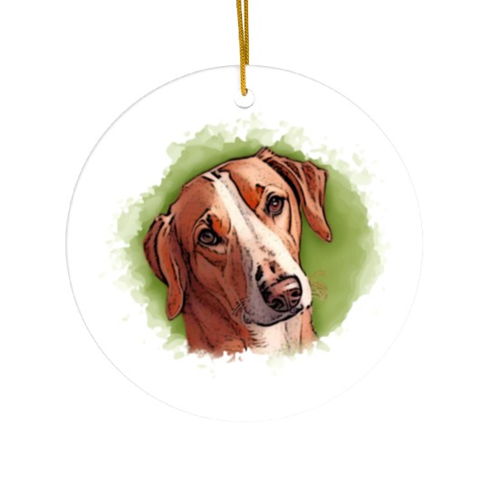 Dog SAVEBRACKE hunting dog - green watercolor Ceramic Ornaments