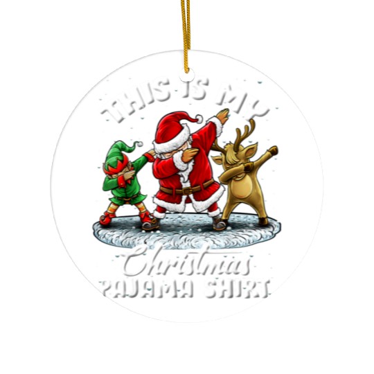 This Is My Christmas Pajama Dabbing Santa Elf Ceramic Ornaments