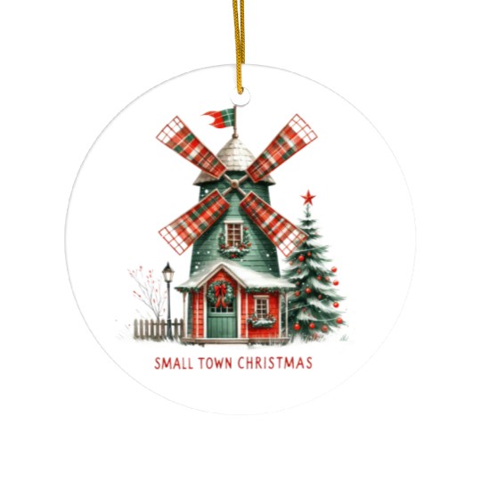 Small Town Christmas Windmill Ceramic Ornaments