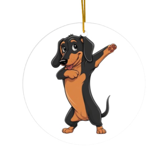 Dabbing dance post Dachshund dog lovers pet love Ceramic Ornaments