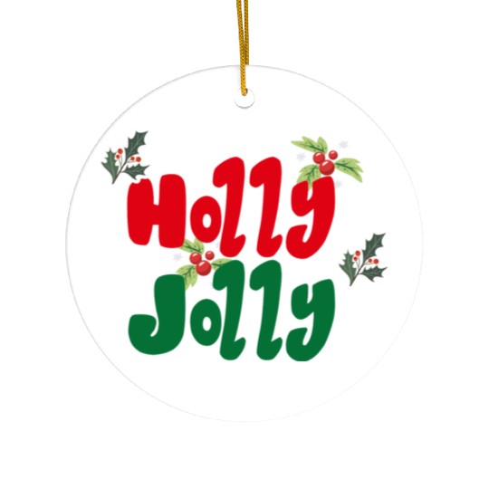 holly jolly Christmas Ceramic Ornaments