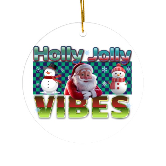 Holly Jolly Vibes Christmas Design Ceramic Ornaments