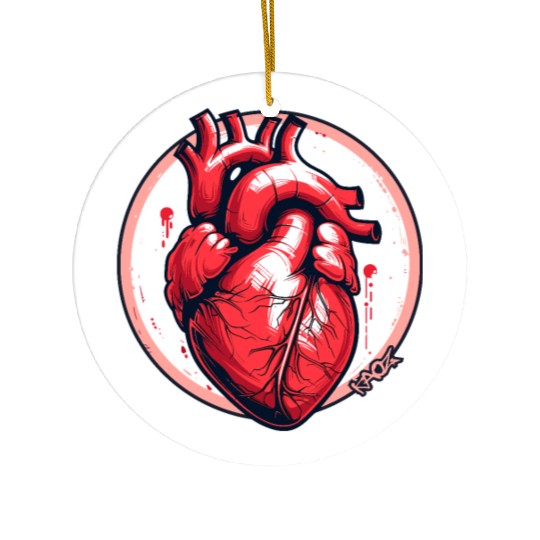 Anatomy of a Heart Ceramic Ornaments