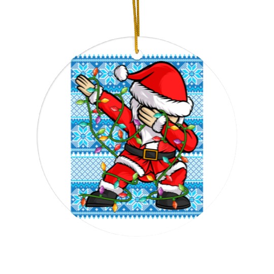 Dabbing Santa Christmas Lights Ceramic Ornaments