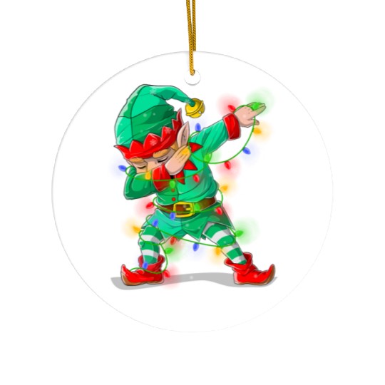 Dabbing Elf Christmas Tree Lights Xmas Family Ceramic Ornaments