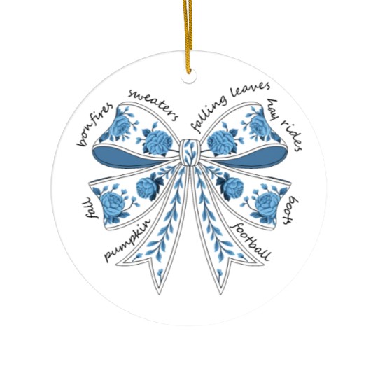 Christmas Coquette bow, Christmas santa bow Ceramic Ornaments