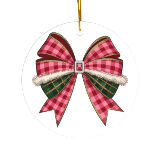 Christmas Coquette Bow, Christmas Ceramic Ornaments