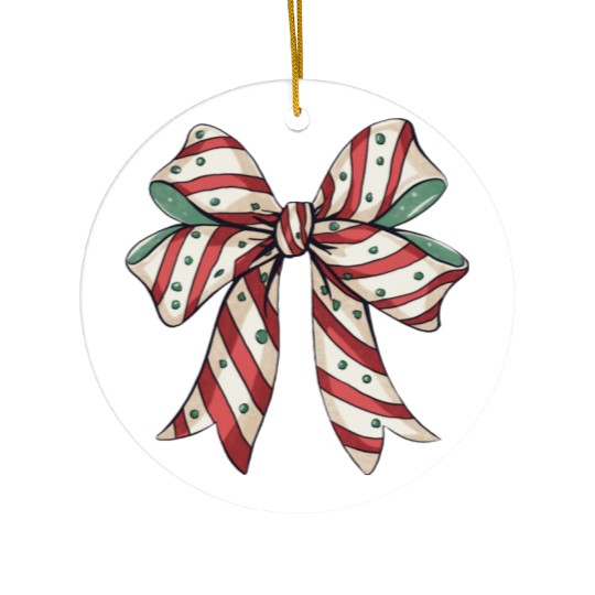 Christmas Coquette bow, Christmas Retro Ceramic Ornaments