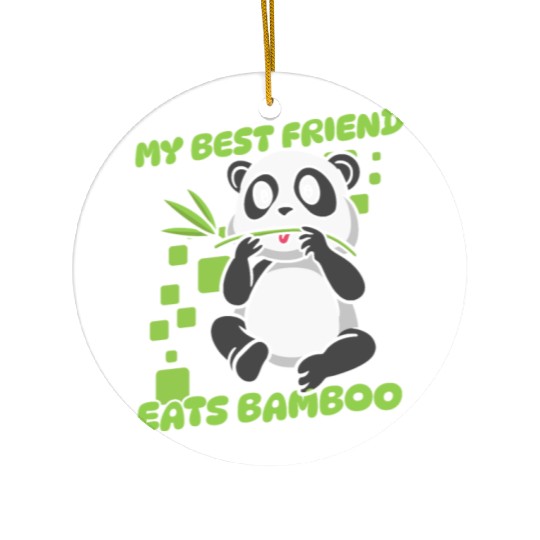 My Best Friend Eats Bamboo Panda Bear Friend Ceramic Ornaments