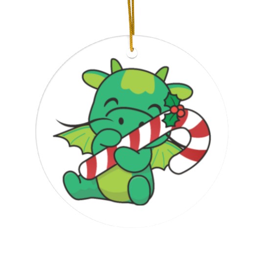 Dragon Christmas Candy Cane Cute Dragon Ceramic Ornaments