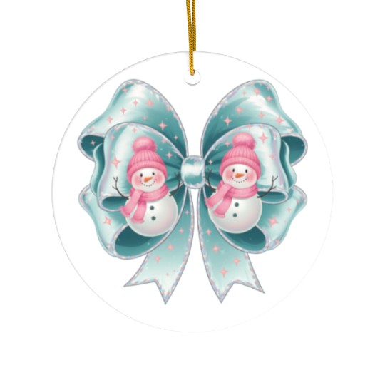 Bow Christmas, Merry Christmas Ceramic Ornaments