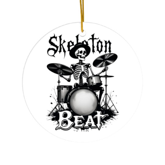 Skeleton Beat: Funny Cowboy Skeleton Playing Drums Ceramic Ornaments