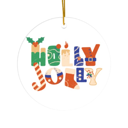 Playful Textured Holly Jolly Ceramic Ornaments