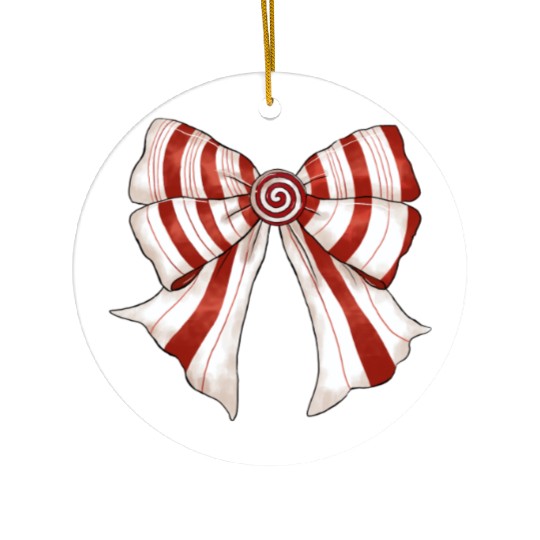 Christmas Coquette Bow, Cute Christmas Ceramic Ornaments