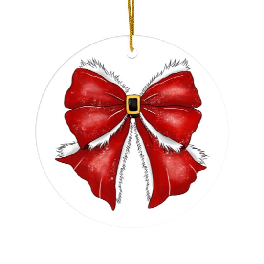 Christmas Coquette Bow, Cute Christmas Ceramic Ornaments