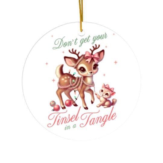 Don t Get Your Tinsel in a Tangle, Merry Christmas Ceramic Ornaments