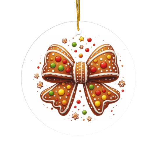 Gingerbread Coquette, Christmas Retro Ceramic Ornaments