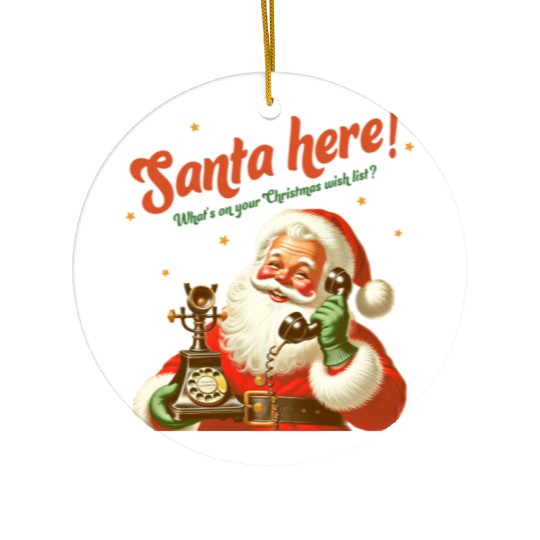 Santa Here, Merry Christmas Ceramic Ornaments