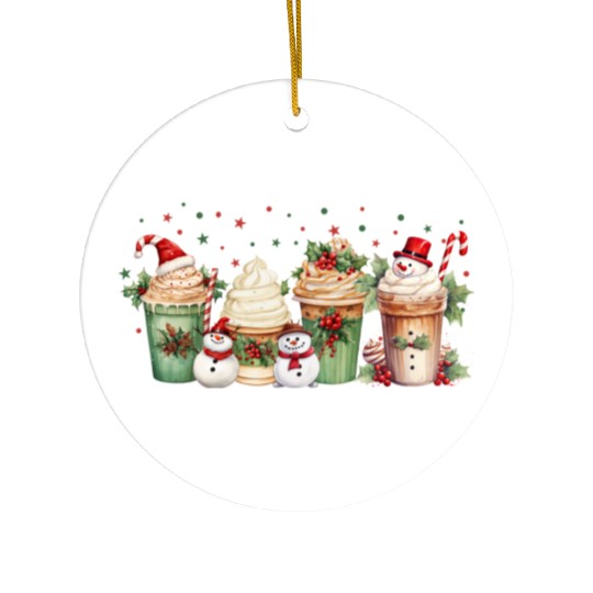 Coquette Chistmas, Christmas Retro Ceramic Ornaments