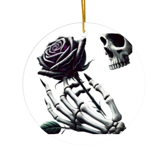 Skeleton Hand Holding a Poisonous Rose Ceramic Ornaments