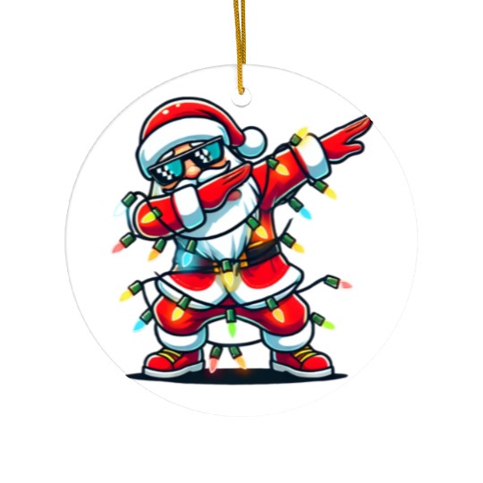 Dabbing Santa Christmas Ceramic Ornaments