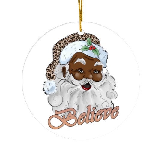 Black Santa, Merry Christmas Ceramic Ornaments