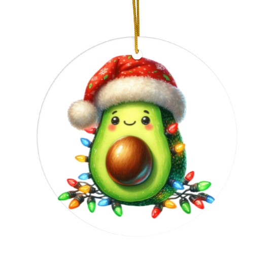 Christmas Avocado, Merry Christmas Ceramic Ornaments