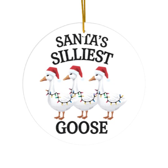 Santa's Silliest Goose Christmas Ceramic Ornaments