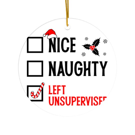 Left Unsupervised Christmas Checklist Ceramic Ornaments