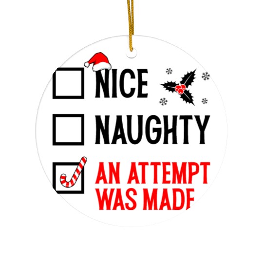 Nice Naughty Checklist - Funny Christmas Ceramic Ornaments