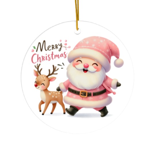 Merry Christmas Santa Reindeer Ceramic Ornaments
